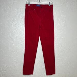 Talbots High Waisted Red Corduroy Straight Leg Pants Womens Size 2